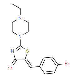 ChemSpider 2D Image | 5-(4-Bromo-benzylidene)-2-(4-ethyl-piperazin-1-yl)-thiazol-4-one | C16H18BrN3OS