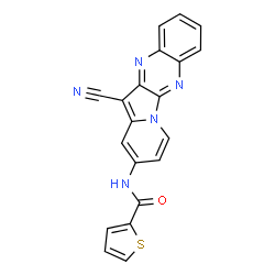 ChemSpider 2D Image | N-(12-Cyanoindolizino[2,3-b]quinoxalin-2-yl)-2-thiophenecarboxamide | C20H11N5OS