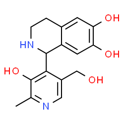 ChemSpider 2D Image | 1-[3-Hydroxy-5-(hydroxymethyl)-2-methyl-4-pyridinyl]-1,2,3,4-tetrahydro-6,7-isoquinolinediol | C16H18N2O4