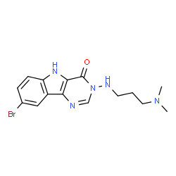 ChemSpider 2D Image | 8-Bromo-3-{[3-(dimethylamino)propyl]amino}-3,5-dihydro-4H-pyrimido[5,4-b]indol-4-one | C15H18BrN5O