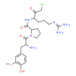 ChemSpider 2D Image | 3-(~131~I)Iodotyrosyl-N-{1-chloro-6-[(diaminomethylene)amino]-2-oxo-3-hexanyl}prolinamide | C21H30Cl131IN6O4