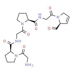ChemSpider 2D Image | Glycyl-L-prolylglycyl-N-{2-[(2S)-2-formyl-2,5-dihydro-1H-pyrrol-1-yl]-2-oxoethyl}-L-prolinamide | C21H30N6O6