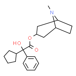 ChemSpider 2D Image | 8-Methyl-8-azabicyclo[3.2.1]oct-3-yl cyclopentyl(hydroxy)phenylacetate | C21H29NO3