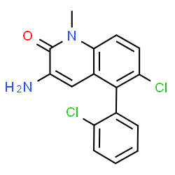 ChemSpider 2D Image | 3-Amino-6-chloro-5-(2-chlorophenyl)-1-methylquinolin-2-one | C16H12Cl2N2O