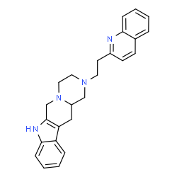 ChemSpider 2D Image | 2-[2-(2-Quinolinyl)ethyl]-1,2,3,4,6,7,12,12a-octahydropyrazino[1',2':1,6]pyrido[3,4-b]indole | C25H26N4