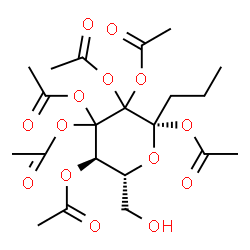 ChemSpider 2D Image | (2S,5R,6R)-6-(Hydroxymethyl)-2-propyltetrahydro-2H-pyran-2,3,3,4,4,5-hexayl hexaacetate | C21H30O14