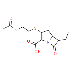 ChemSpider 2D Image | 3-(2-Acetamidoethyl)thio-6-ethyl-7-oxo-1-azabicyclo(3.2.0)hept-2-ene-2-carboxylic acid | C13H18N2O4S