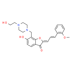 ChemSpider 2D Image | (2Z)-6-Hydroxy-7-{[4-(2-hydroxyethyl)-1-piperazinyl]methyl}-2-[(2E)-3-(2-methoxyphenyl)-2-propen-1-ylidene]-1-benzofuran-3(2H)-one | C25H28N2O5