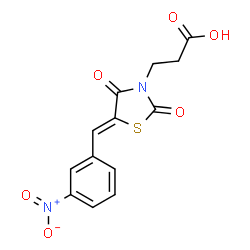ChemSpider 2D Image | 3-[(5Z)-5-(3-Nitrobenzylidene)-2,4-dioxo-1,3-thiazolidin-3-yl]propanoic acid | C13H10N2O6S