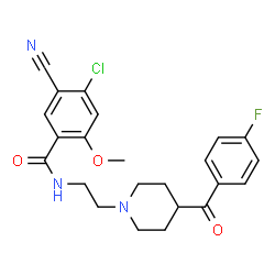 ChemSpider 2D Image | 4-Chloro-5-cyano-N-{2-[4-(4-fluorobenzoyl)-1-piperidinyl]ethyl}-2-methoxybenzamide | C23H23ClFN3O3