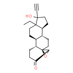 ChemSpider 2D Image | (1aS,4aR,4bS,9aS,9bR,11aR)-6a-Ethyl-7-ethynyl-7-hydroxytetradecahydrocyclopenta[7,8]phenanthro[1,10a-b]oxiren-2(1aH)-one | C21H28O3