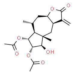 ChemSpider 2D Image | (3aR,4aS,5R,6S,7R,7aS,8R,9aR)-5-Hydroxy-4a,8-dimethyl-3-methylene-2-oxododecahydroazuleno[6,5-b]furan-6,7-diyl diacetate | C19H26O7