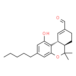 ChemSpider 2D Image | (6aR,10aR)-1-Hydroxy-6,6-dimethyl-3-pentyl-6a,7,8,10a-tetrahydro-6H-benzo[c]chromene-9-carbaldehyde | C21H28O3