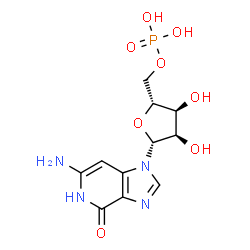 ChemSpider 2D Image | 6-Amino-1-(5-O-phosphono-beta-D-ribofuranosyl)-1,5-dihydro-4H-imidazo[4,5-c]pyridin-4-one | C11H15N4O8P