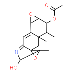 ChemSpider 2D Image | 2-Hydroxy-1a,7,7a-trimethyl-1a,2,4b,5a,6,7,7a,8-octahydro[1]benzoxireno[3,2-f]oxireno[c]indol-6-yl acetate | C17H21NO5