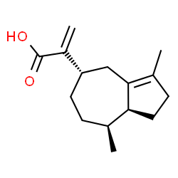 ChemSpider 2D Image | 2-[(5S,8S,8aS)-3,8-Dimethyl-1,2,4,5,6,7,8,8a-octahydro-5-azulenyl]acrylic acid | C15H22O2