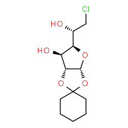 ChemSpider 2D Image | 6-Chloro-1,2-O-1,1-cyclohexanediyl-6-deoxy-alpha-D-glucofuranose | C12H19ClO5