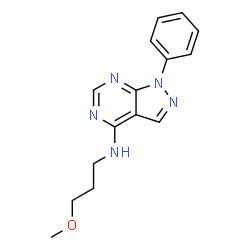 ChemSpider 2D Image | N-(3-methoxypropyl)-1-phenylpyrazolo[3,4-d]pyrimidin-4-amine | C15H17N5O