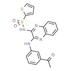 ChemSpider 2D Image | N-{3-[(3-Acetylphenyl)amino]-2-quinoxalinyl}-2-thiophenesulfonamide | C20H16N4O3S2