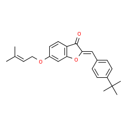 ChemSpider 2D Image | (2Z)-2-(4-tert-butylbenzylidene)-6-[(3-methylbut-2-en-1-yl)oxy]-1-benzofuran-3(2H)-one | C24H26O3