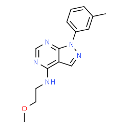 ChemSpider 2D Image | N-(2-Methoxyethyl)-1-(3-methylphenyl)-1H-pyrazolo[3,4-d]pyrimidin-4-amine | C15H17N5O