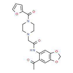 ChemSpider 2D Image | N-(6-Acetyl-1,3-benzodioxol-5-yl)-2-[4-(2-furoyl)-1-piperazinyl]acetamide | C20H21N3O6