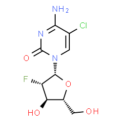 ChemSpider 2D Image | 1-(2-Deoxy-2-fluoro-Beta-D-arabinofuranosyl)-5-chlorocytosine | C9H11ClFN3O4