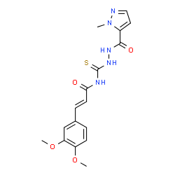 ChemSpider 2D Image | (2E)-3-(3,4-Dimethoxyphenyl)-N-({2-[(1-methyl-1H-pyrazol-5-yl)carbonyl]hydrazino}carbothioyl)acrylamide | C17H19N5O4S