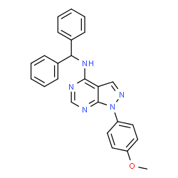 ChemSpider 2D Image | N-(Diphenylmethyl)-1-(4-methoxyphenyl)-1H-pyrazolo[3,4-d]pyrimidin-4-amine | C25H21N5O