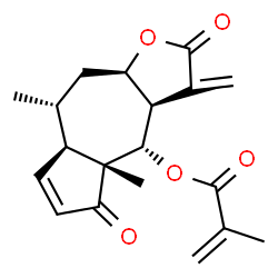 ChemSpider 2D Image | (3aR,4S,4aR,7aR,8R,9aR)-4a,8-Dimethyl-3-methylene-2,5-dioxo-2,3,3a,4,4a,5,7a,8,9,9a-decahydroazuleno[6,5-b]furan-4-yl methacrylate | C19H22O5