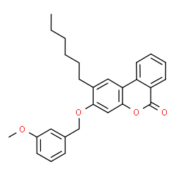 ChemSpider 2D Image | 2-Hexyl-3-[(3-methoxybenzyl)oxy]-6H-benzo[c]chromen-6-one | C27H28O4
