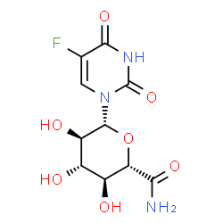 ChemSpider 2D Image | (2S,3S,4S,5R,6R)-6-(5-Fluoro-2,4-dioxo-3,4-dihydro-1(2H)-pyrimidinyl)-3,4,5-trihydroxytetrahydro-2H-pyran-2-carboxamide | C10H12FN3O7