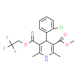 ChemSpider 2D Image | Methyl 2,2,2-trifluoroethyl 4-(2-chlorophenyl)-2,6-dimethyl-1,4-dihydro-3,5-pyridinedicarboxylate | C18H17ClF3NO4