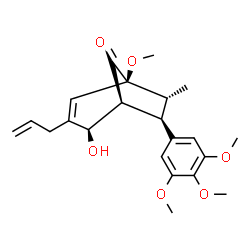 ChemSpider 2D Image | (1S,4R,5S,6R,7R)-3-Allyl-4-hydroxy-1-methoxy-7-methyl-6-(3,4,5-trimethoxyphenyl)bicyclo[3.2.1]oct-2-en-8-one | C22H28O6