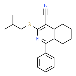 ChemSpider 2D Image | 3-(Isobutylsulfanyl)-1-phenyl-5,6,7,8-tetrahydro-4-isoquinolinecarbonitrile | C20H22N2S
