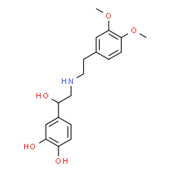 ChemSpider 2D Image | 4-(2-{[2-(3,4-Dimethoxyphenyl)ethyl]amino}-1-hydroxyethyl)-1,2-benzenediol | C18H23NO5