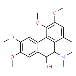 ChemSpider 2D Image | 1,2,9,10-Tetramethoxy-6-methyl-5,6,6a,7-tetrahydro-4H-dibenzo[de,g]quinolin-7-ol | C21H25NO5