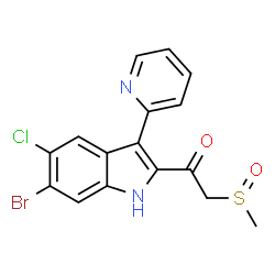 ChemSpider 2D Image | 6-Bromo-5-chloro-2-((methylsulfinyl)acetyl)-3-(2-pyridyl)indole | C16H12BrClN2O2S