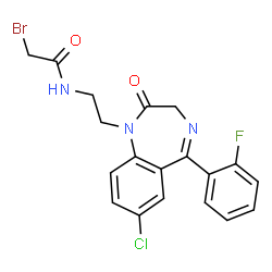 ChemSpider 2D Image | 2-Bromo-N-{2-[7-chloro-5-(2-fluorophenyl)-2-oxo-2,3-dihydro-1H-1,4-benzodiazepin-1-yl]ethyl}acetamide | C19H16BrClFN3O2