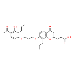 ChemSpider 2D Image | 3-{7-[3-(4-Acetyl-3-hydroxy-2-propylphenoxy)propoxy]-4-oxo-8-propyl-4H-chromen-2-yl}propanoic acid | C29H34O8