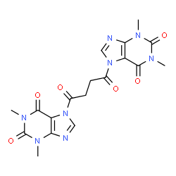 ChemSpider 2D Image | 7,7'-(1,4-Dioxo-1,4-butanediyl)bis(1,3-dimethyl-3,7-dihydro-1H-purine-2,6-dione) | C18H18N8O6