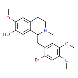 ChemSpider 2D Image | 1-(2-Bromo-4,5-dimethoxybenzyl)-6-methoxy-2-methyl-1,2,3,4-tetrahydro-7-isoquinolinol | C20H24BrNO4