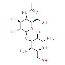 ChemSpider 2D Image | 3-O-(4-Acetamido-4-deoxy-alpha-D-glucopyranosyl)-1,4-diamino-1,4-dideoxy-D-glucitol | C14H29N3O9
