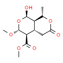 ChemSpider 2D Image | Methyl (1R,3R,4R,4aS,8S,8aR)-1-hydroxy-3-methoxy-8-methyl-6-oxohexahydro-1H,3H-pyrano[3,4-c]pyran-4-carboxylate | C12H18O7