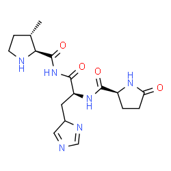 ChemSpider 2D Image | 5-Oxo-L-prolyl-3-(4H-imidazol-4-yl)-N-{[(2S,3S)-3-methyl-2-pyrrolidinyl]carbonyl}-L-alaninamide | C17H24N6O4
