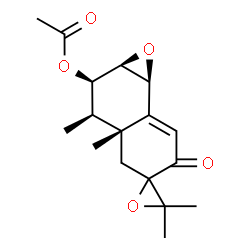 ChemSpider 2D Image | (1aR,2R,3R,3aR,7bS)-3,3',3',3a-Tetramethyl-6-oxo-2,3,3a,4,6,7b-hexahydro-1aH-spiro[naphtho[1,2-b]oxirene-5,2'-oxiran]-2-yl acetate | C17H22O5