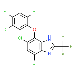 ChemSpider 2D Image | 4,6-dichloro-7-(2,4,5-trichlorophenoxy)-2-trifluoromethylbenzimidazole | C14H4Cl5F3N2O