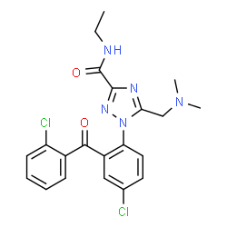ChemSpider 2D Image | 1-[4-Chloro-2-(2-chlorobenzoyl)phenyl]-5-[(dimethylamino)methyl]-N-ethyl-1H-1,2,4-triazole-3-carboxamide | C21H21Cl2N5O2