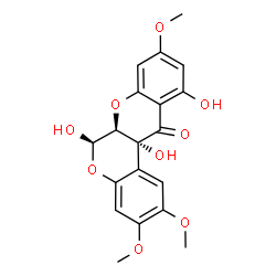 ChemSpider 2D Image | (6R,6aS,12aR)-6,11,12a-Trihydroxy-2,3,9-trimethoxy-6a,12a-dihydrochromeno[3,4-b]chromen-12(6H)-one | C19H18O9