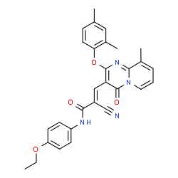 ChemSpider 2D Image | (2E)-2-Cyano-3-[2-(2,4-dimethylphenoxy)-9-methyl-4-oxo-4H-pyrido[1,2-a]pyrimidin-3-yl]-N-(4-ethoxyphenyl)acrylamide | C29H26N4O4